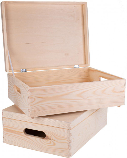 Kiste aus Fichtenholz mit Klappdeckel